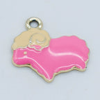 pink metal sheep charm with silver-toned backing