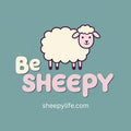 sheep sticker be sheepy white sheep on blue background