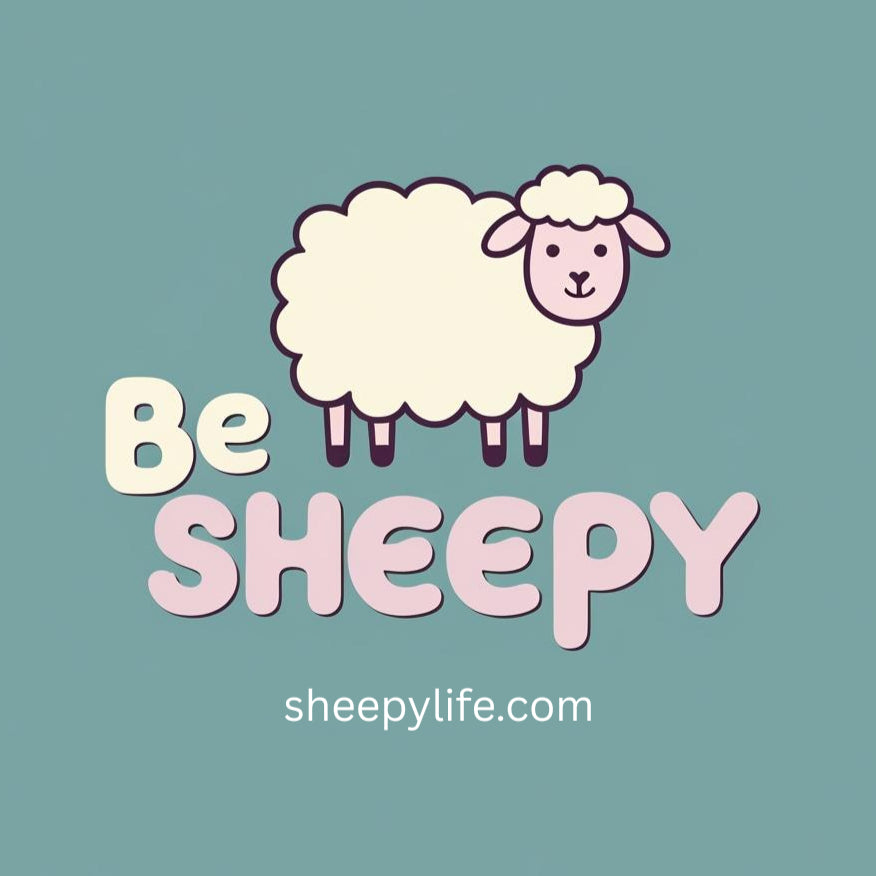 sheep sticker be sheepy white sheep on blue background