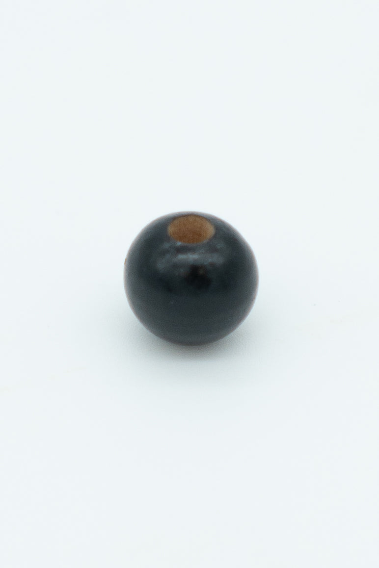 Black wooden bead solo image for a wool bracelet