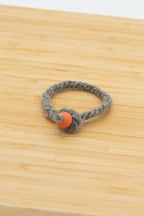 Light gray wool bracelet handmade from Eddie the ram's natural Shetland wool