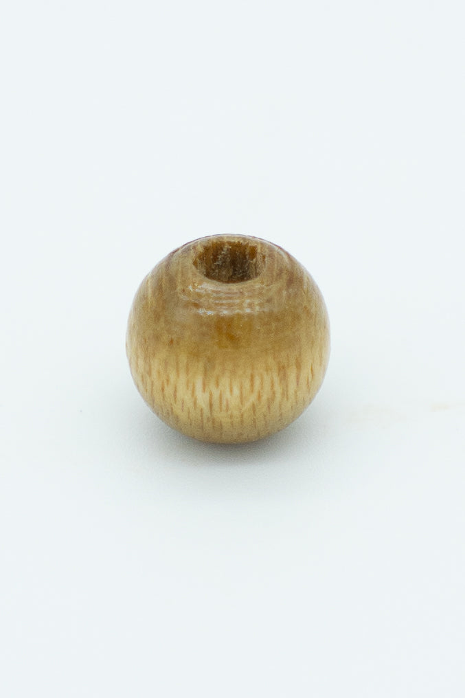 light brown wooden bead solo image for a wool bracelet