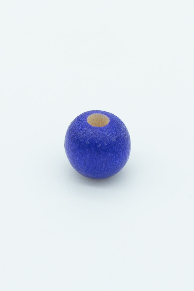 Purple wooden bead solo image for a wool bracelet