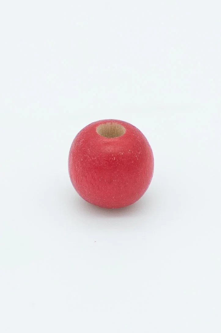 red wooden bead solo image for a wool bracelet