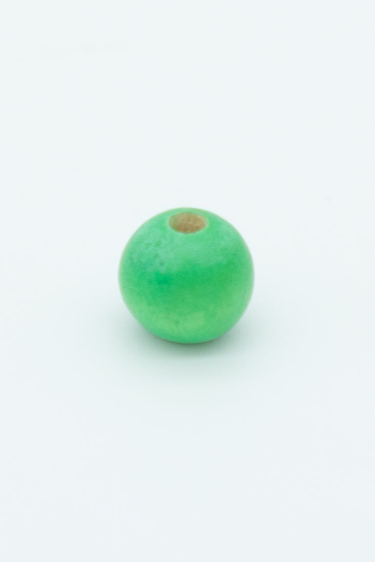 green wooden bead solo image for a wool bracelet