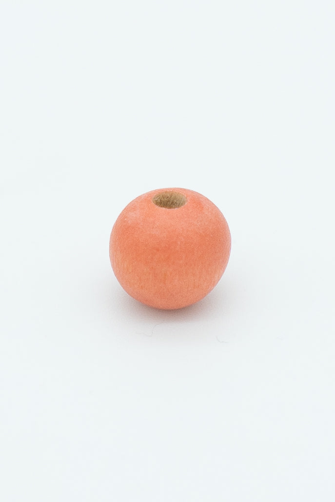 Orange peach colored wooden bead solo image for a wool bracelet
