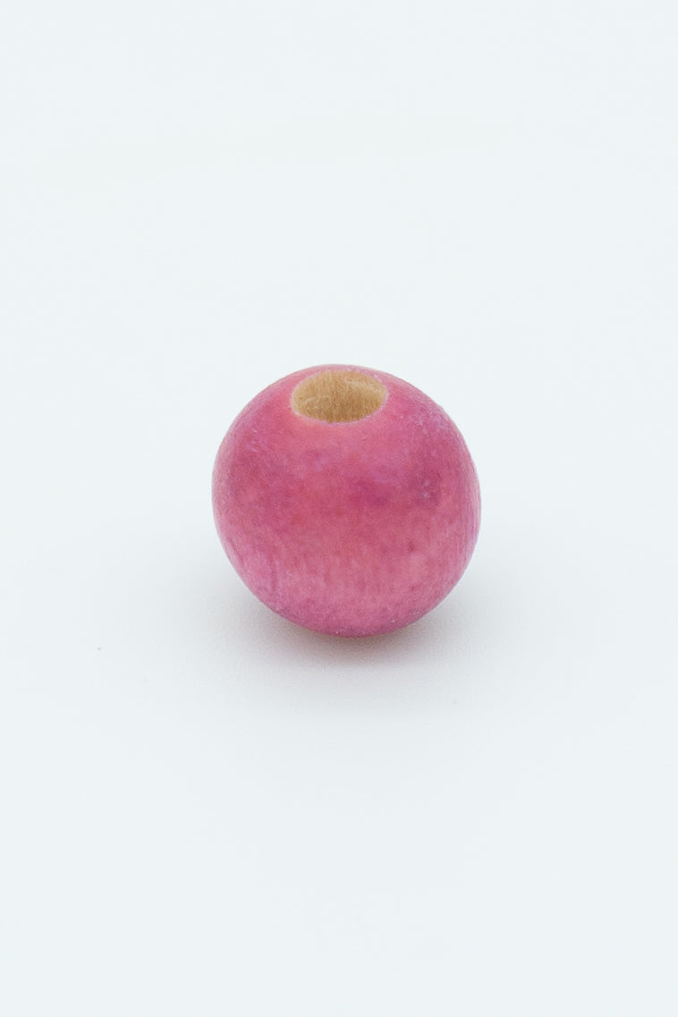Rose colored wooden bead solo image for a wool bracelet